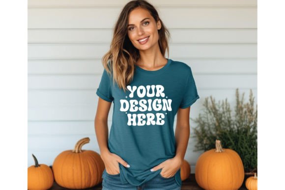 Bella Canvas 3001 Fall Heather Deep Teal Graphics for T-Shirts