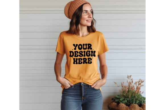 Bella Canvas 3001 Heather Mustard Mockup for Graphics
