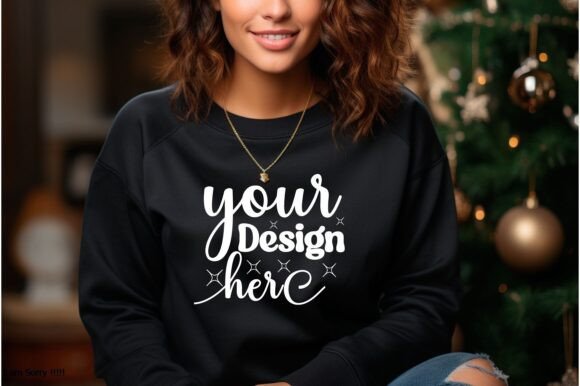 Christmas Women Sweatshirt Mockup 10 Graphics