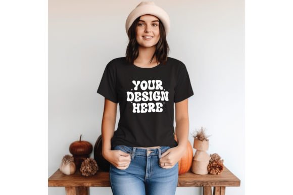 Gildan 64000 Fall Black Mockup for T-Shirts and Graphics