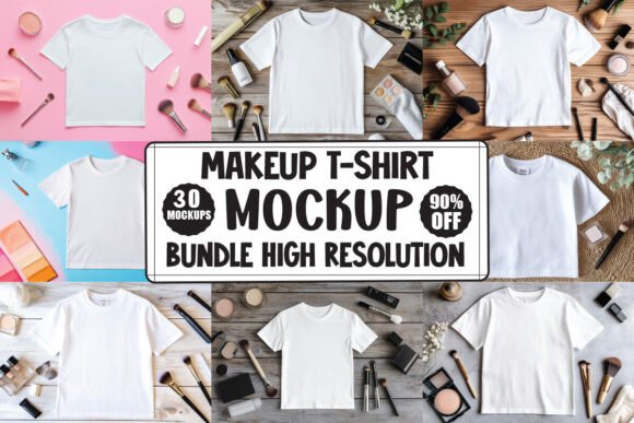 Makeup T-shirt Mockup Bundle: Graphics & Product Mockups