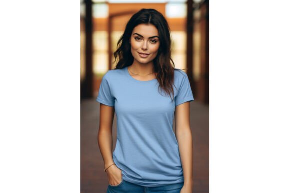 Reviewing the Female Blue T-Shirt Mockup for Embroidery