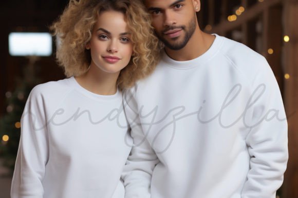 White Sweatshirt Mockup for Couple Graphics